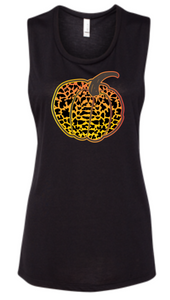 Leopard Print Pumpkin Flowy Muscle Tank